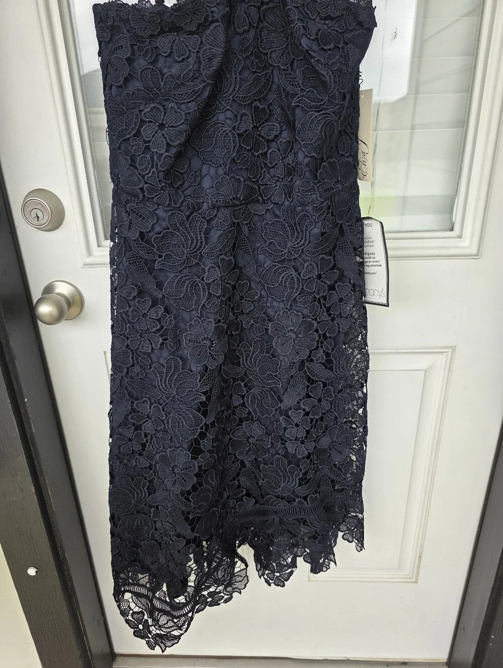 NWT Eliza J Navy Lace Halter Midi Dress Floral Lace Cocktail Dress Size 8 Party